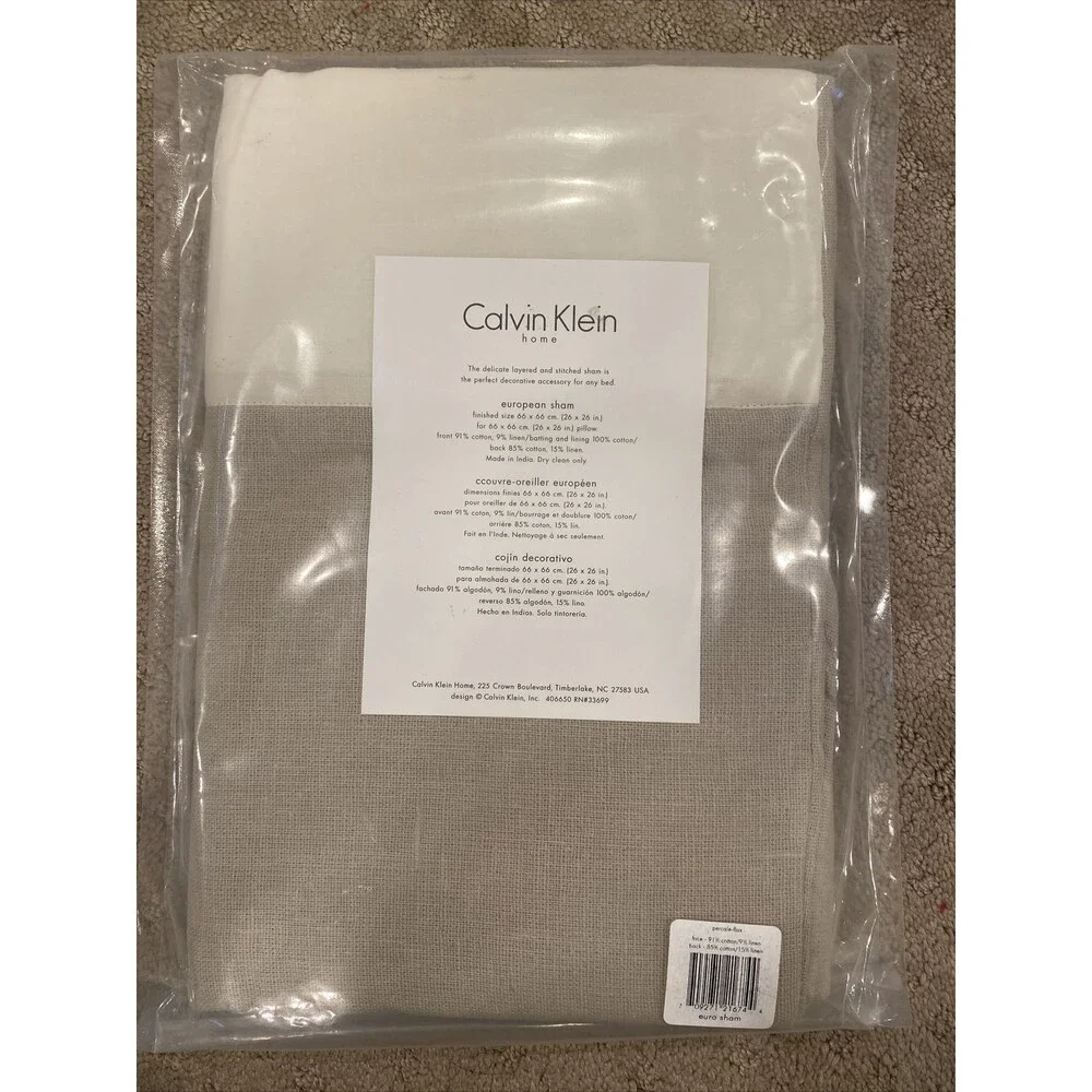 New Calvin Klein Home European Sham Percale flax